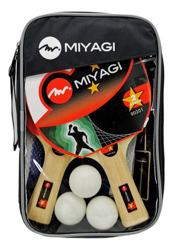 SET PING PONG MIYAGI (2 RAQ + 3 BOLAS+ MALLA + PARAL)